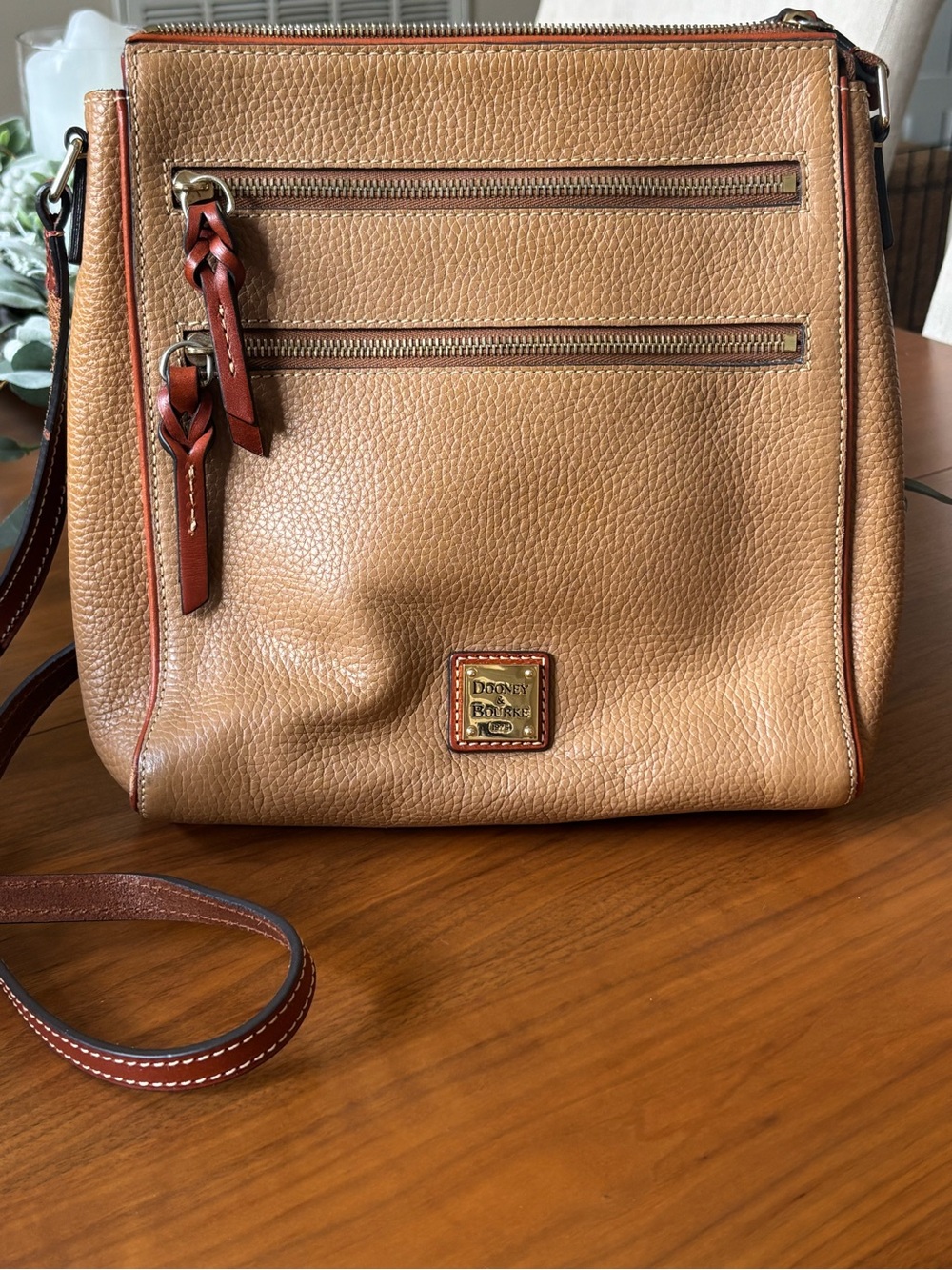 Dooney & Bourke Saddle Tan Pebbled Leather Crossbody Bag